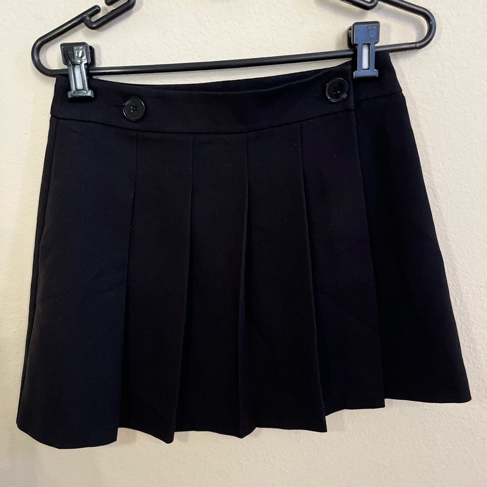 Topshop Black Mini Pleated Wrap Skirt Preppy Academia Clueless Traitors Sz 6